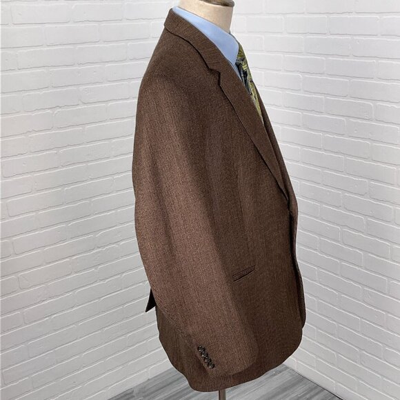 Chaps Blazer Men 46R Brown Red Houndstooth Lambswool Classic Career Jacket - Picture 5 of 15